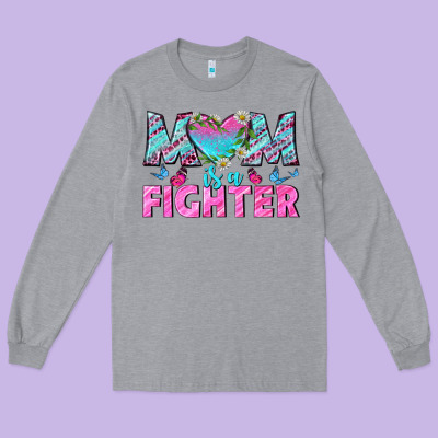 Western Mom Is A Fighter Long Sleeve Tee Designed By Bundleandbundleshop