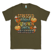 Army Green stressed blessed pumpkin spice obsessed Classic Tee - CowGirlArtShop
