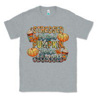 Heather Grey stressed blessed pumpkin spice obsessed Classic Tee - CowGirlArtShop
