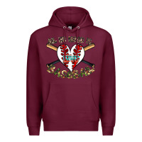 Burgundy all you need is love baseball Premium Hoodie - CowhideDigitalArt