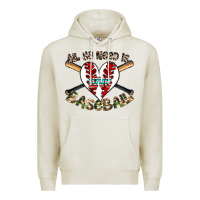 Oatmeal Heather all you need is love baseball Premium Hoodie - CowhideDigitalArt