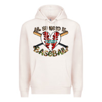 Pale Pink all you need is love baseball Premium Hoodie - CowhideDigitalArt