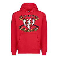 Red all you need is love baseball Premium Hoodie - CowhideDigitalArt