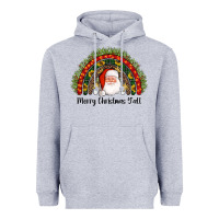 Heather Grey merry christmas y'all santa rainbow Heavyweight Hoodie - AdoDesignShop