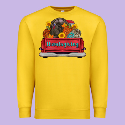 Thanksgiving Truck Turkey Pumpkin Premium Sweatshirt Designed By Adodesignshop