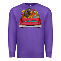 Purple thanksgiving truck turkey pumpkin Premium Sweatshirt - AdoDesignShop