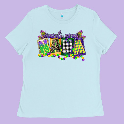 Mardi Gras Nana Ladies Tee Designed By Cowgirlartshop