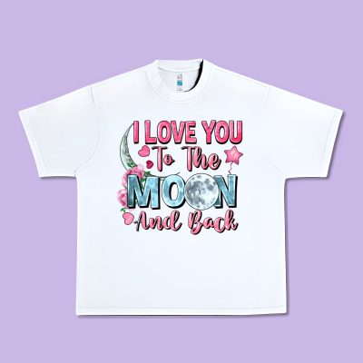 I Love You To The Moon And Back Valentine's Day Urban Heavy Tee Designed By Fadigitalartstudio