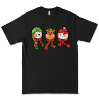 Black christmas reindeer polar bear snowman Premium Tee - CowGirlArtShop