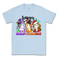 Dusty Blue happy hallothanksmas unicorn Classic Tee - CowGirlArtShop