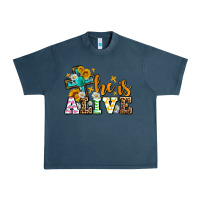 Midnight Navy Easter Day He is alive with cross Urban Heavy Tee - OliviaCreatesArt
