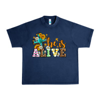 Navy Easter Day He is alive with cross Urban Heavy Tee - OliviaCreatesArt