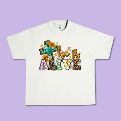 Easter Day He Is Alive With Cross Urban Heavy Tee Designed By Oliviacreatesart