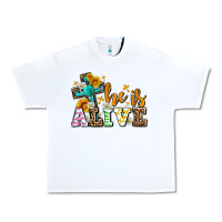 White Easter Day He is alive with cross Urban Heavy Tee - OliviaCreatesArt
