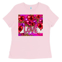 Bubblegum Pink love heart shaped balloons tumbler hjf Ladies Tee - HowdyJamesFarm