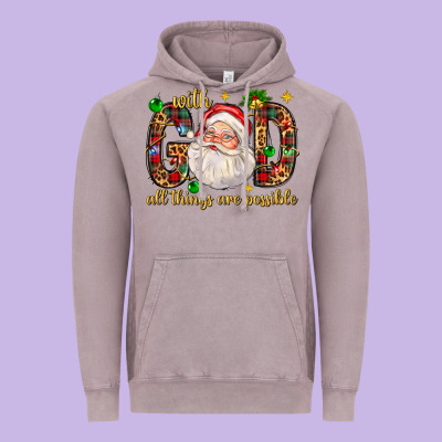 With God All Things Are Possible With Santa Claus Bbs Vintage Hoodie Designed By Bundleandbundleshop