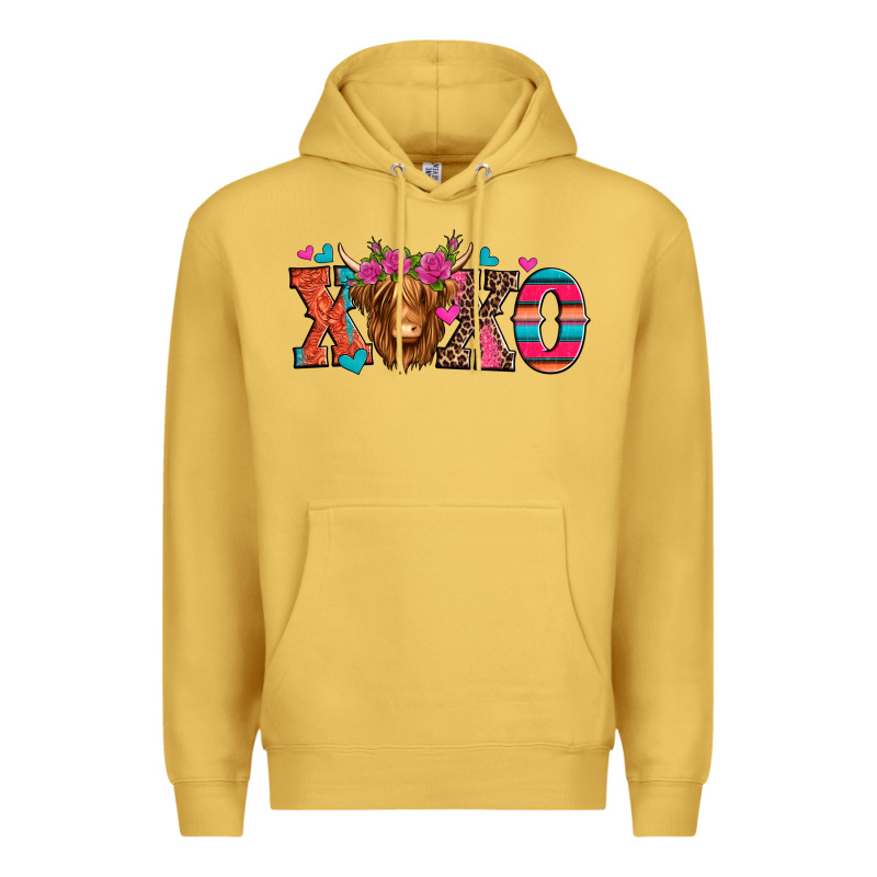 Xoxo Valentine's Day Highland Cow Premium Hoodie by Jasminsmagicworld | Teevron