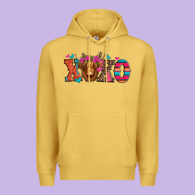 Xoxo Valentine's Day Highland Cow Premium Hoodie Designed By Jasminsmagicworld