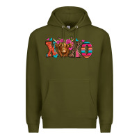 Army Green xoxo valentine's day highland cow Premium Hoodie - Jasminsmagicworld
