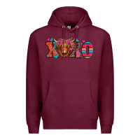 Burgundy xoxo valentine's day highland cow Premium Hoodie - Jasminsmagicworld