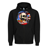 Black police skull and police equipment Zipper Hoodie - AdoDesignShop