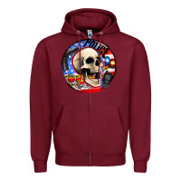 Burgundy police skull and police equipment Zipper Hoodie - AdoDesignShop