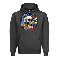 Charcoal Heather police skull and police equipment Zipper Hoodie - AdoDesignShop