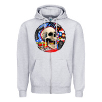 Heather Grey police skull and police equipment Zipper Hoodie - AdoDesignShop