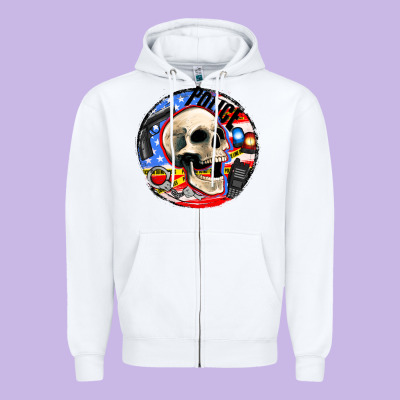 Police Skull And Police Equipment Zipper Hoodie Designed By Adodesignshop