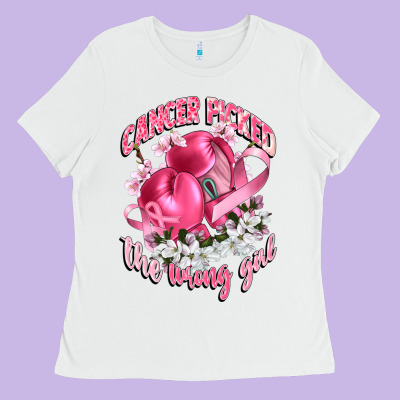 Cancer Picked The Wrong Girl Ladies Tee Designed By Cowgirlartshop