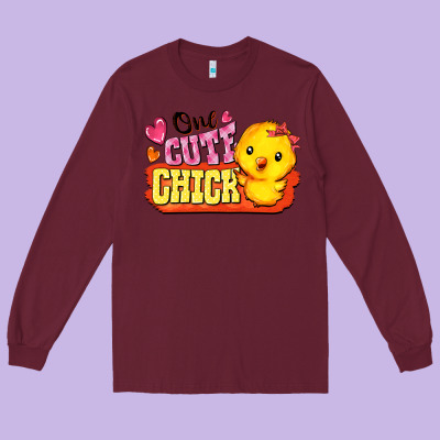 One Cute Chick Long Sleeve Tee Designed By Fadigitalartstudio