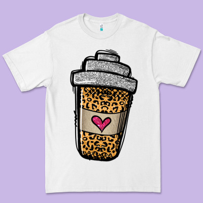 Leopard Glitter Coffee Cup Premium Tee Designed By Jasminsmagicworld