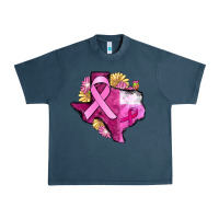 Midnight Navy Texas Cancer Awareness map Urban Heavy Tee - FaDigitalArtStudio