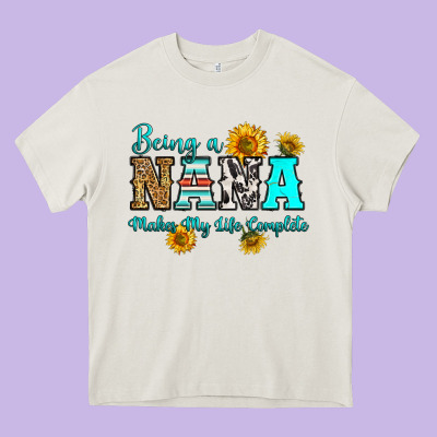 Being Nana Makes My Life Complete Heavy Core Tee Designed By Ranaportraitstore