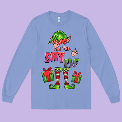 Im The Shy Elf Elf Long Sleeve Tee Designed By Fadigitalartstudio