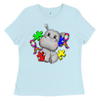 Baby Blue autism hippopotamus Ladies Tee - CowGirlArtShop