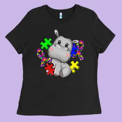 Autism Hippopotamus Ladies Tee Designed By Cowgirlartshop