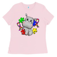 Bubblegum Pink autism hippopotamus Ladies Tee - CowGirlArtShop