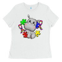 White autism hippopotamus Ladies Tee - CowGirlArtShop