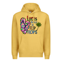 Antique Gold life is better İn flip flops Premium Hoodie - CowhideDigitalArt