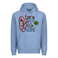 Colony Blue life is better İn flip flops Premium Hoodie - CowhideDigitalArt