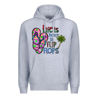 Heather Grey life is better İn flip flops Premium Hoodie - CowhideDigitalArt
