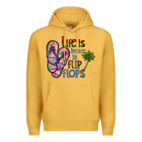 Mustard life is better İn flip flops Premium Hoodie - CowhideDigitalArt