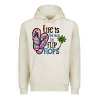Oatmeal Heather life is better İn flip flops Premium Hoodie - CowhideDigitalArt