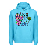 Ocean Blue life is better İn flip flops Premium Hoodie - CowhideDigitalArt