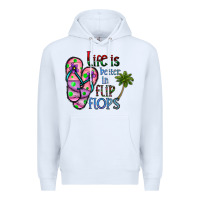 White life is better İn flip flops Premium Hoodie - CowhideDigitalArt