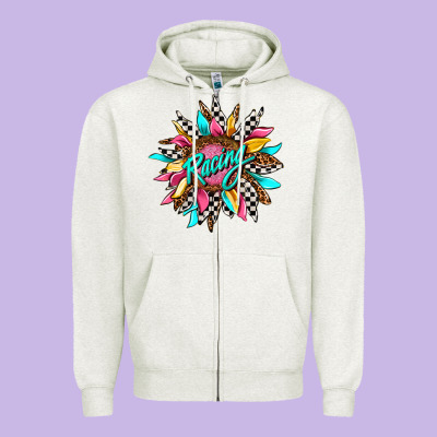 Racing Sunflower Zipper Hoodie Designed By Adodesignshop
