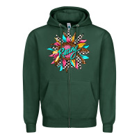 Sports Green racing sunflower Zipper Hoodie - AdoDesignShop