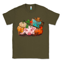 Army Green Hello fall pig Classic Tee - RanaPortraitStore