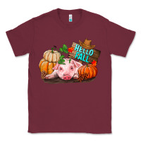 Burgundy Hello fall pig Classic Tee - RanaPortraitStore